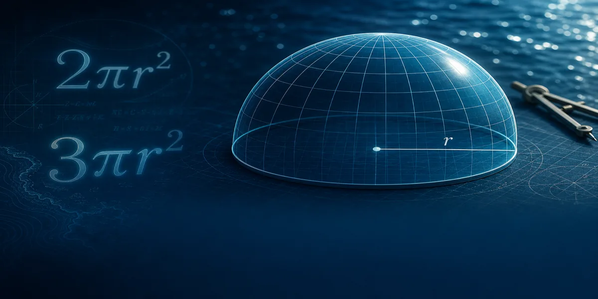 Hemisphere diagram and geometry notes for surface area guides